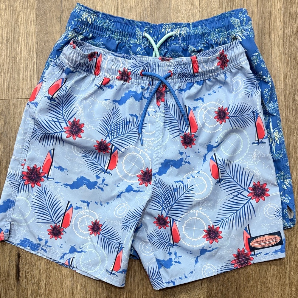 Vineyard Vines Blue Kids Swim Trunks-2pk